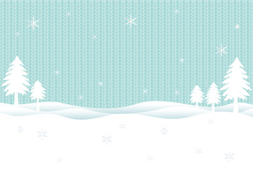 雪景色と木、ニットの背景イラスト