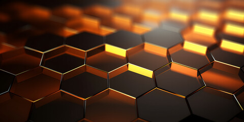 Hexagonal Brilliance Abstract Metal Background Illuminated with Light Generative Ai