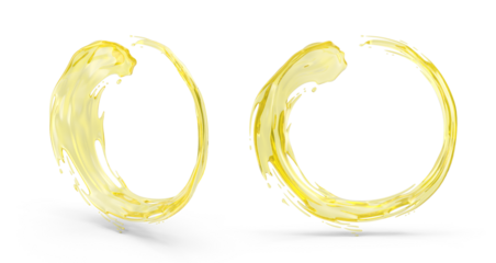 yellow oil splash on transparent background