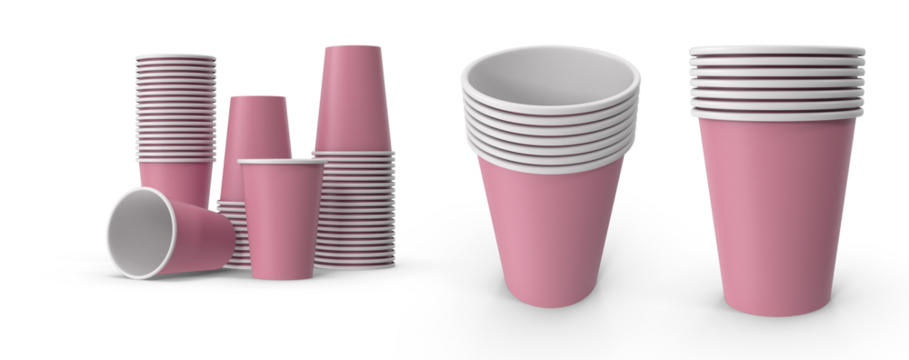 plastic cups on transparent background