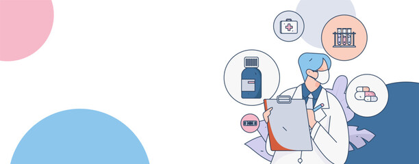Medical characters fighting the epidemic flat vector concept operation hand drawn illustration
