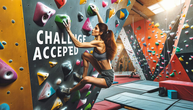 壁を越える挑戦: ボルタリングする女性