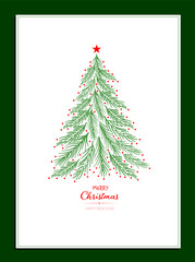 Naklejka na ściany i meble Holidays cards with Christmas Tree. Christmas ornament, ornate floral vector illustration. Universal modern artistic templates.