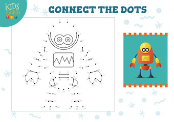 Connect the dots kids game vector illustration. Kindergarten children educational activity