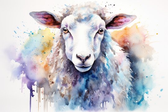 watercolor Sheep Cute sheep watercolor illustrations Cute goat hand-painted watercolor animals