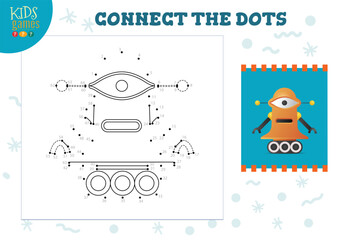 Connect the dots kids mini game vector illustration. Preschool children education activity