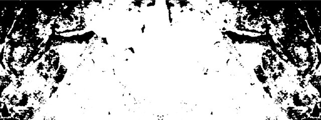 Grungy black ink splat on transparent background. Not AI.