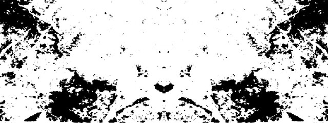 Grungy black ink splat on transparent background. Not AI.