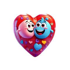 Happy emoji emoticon hugging a big red heart