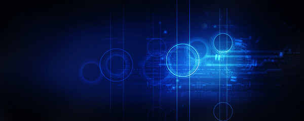 2d illustration Abstract futuristic electronic circuit technology background