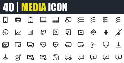media icon set, user interface, UI