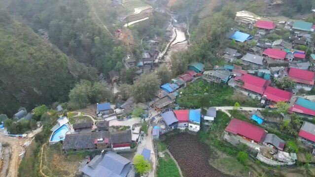 CatCat Village Aerial Drone Footage in Sapa, Vietnam