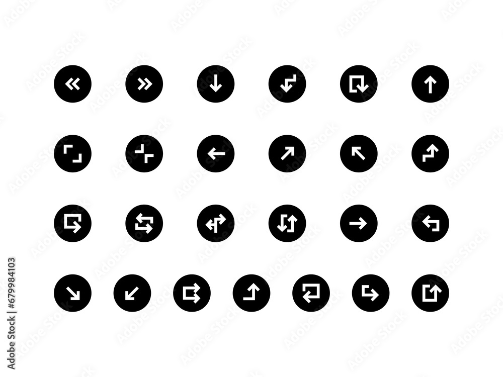 Poster navigation icon pack circular outline style. arrow icons collection perfect for websites, landing pa