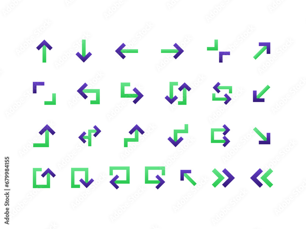 Poster navigation icon pack gradient style. arrow icons collection perfect for websites, landing pages, mob