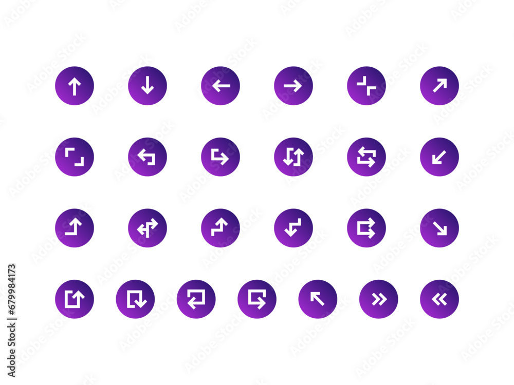 Poster navigation icon pack gradient circular style. arrow icons collection perfect for websites, landing p