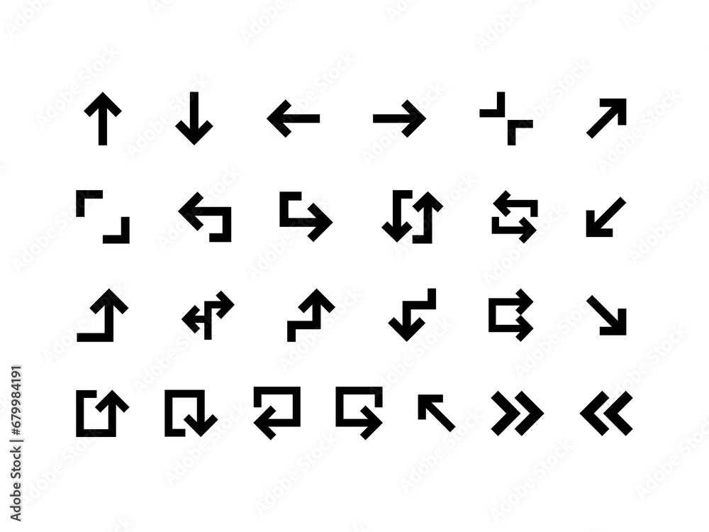 Poster navigation icon pack outline style. arrow icons collection perfect for websites, landing pages, mobi