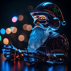 Cool 3D robotic  robot futuristic Christmas Santa claus