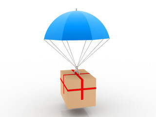 3d rendering Cardboard boxes protection umbrella 