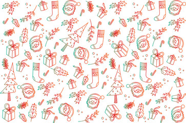 illustration line object of Christmas season on empty background.