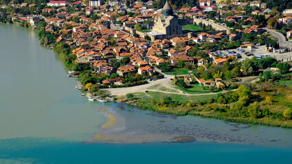 Panoramic View of Mtskheta, old georgian capital city. Rural Georgia © Terri_Crozier 