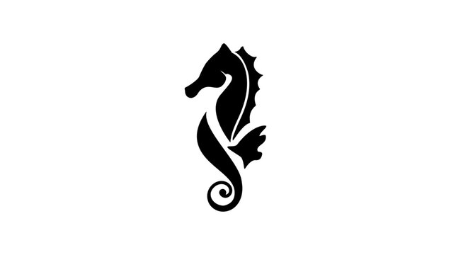 Seahorse logo, black isolated silhouette