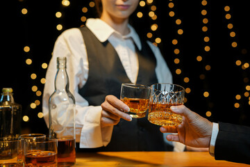 whiskey, for a friendly party in a bar or a restaurant.