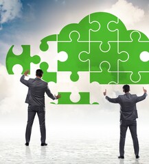 Concept of cloud computing with jigsaw puzzle