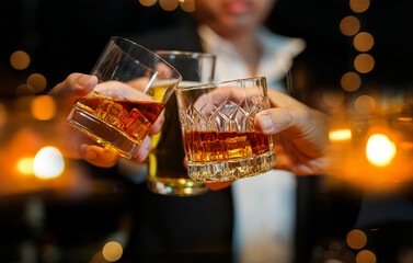 whiskey, for a friendly party in a bar or a restaurant.