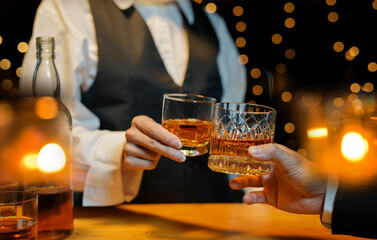 whiskey, for a friendly party in a bar or a restaurant.