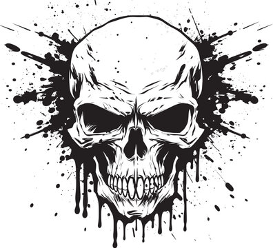 Expressive Grunge Skull: Vector Drip Art