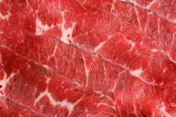 Close-up beef raw red steak on wooden board background.Meat texture.