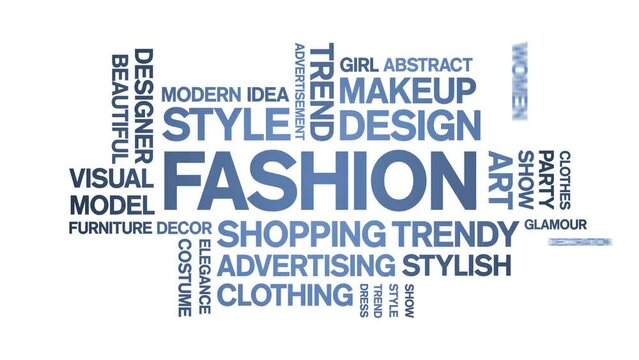 Fashion animated tag word cloud;text design animation kinetic typography seamless loop.