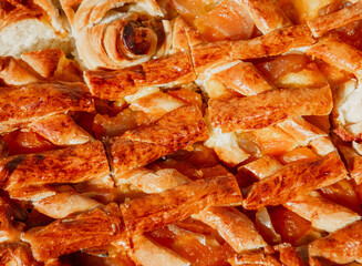 Baked pie with apples on the table