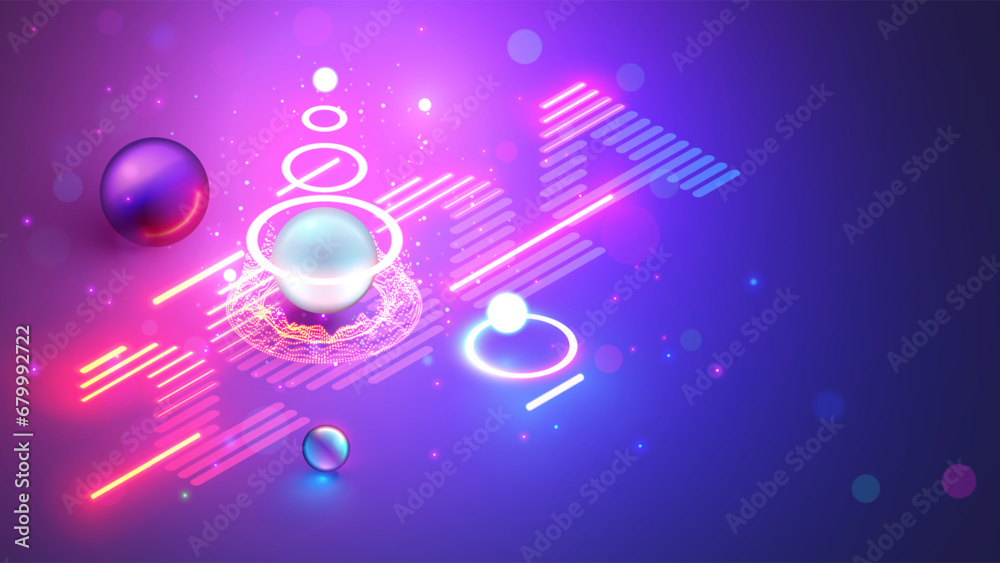 Aufkleber Christmas poster with christmas tree, digits 2024 in electronic technology style. New year, merry christmas congratulations card in cyber computer design. Tech digital banner of event in 2024 year.