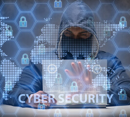 Young hacker in cybersecurty concept