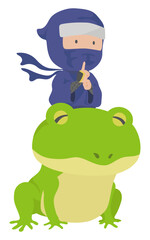 カエルに乗る忍者