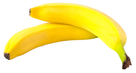 Two bananas isolated on a white background. Clipping mask for quick highlighting