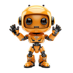 A cool orange robot isolated on a transparent background, PNG banner illustration, Post-processed generative AI	