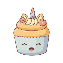 Cute Cupcake Character Design Illustration