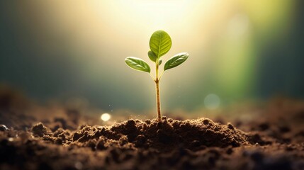 The concept of business growth using a metaphorical image of a seedling growing into a flourishing tree, symbolizing the progression and maturity of a business, AI generated - obrazy, fototapety, plakaty