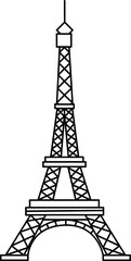 eiffel tower black and white vector outline and silhouette 