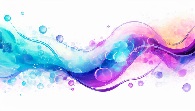 Colorful smooth liquid colorful bubble art on white background on digital art concept, Generative AI.