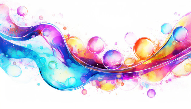 Colorful smooth liquid colorful bubble art on white background on digital art concept, Generative AI.