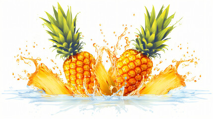 Juicy pineapple. Pineapple splash. Ripe pineapple