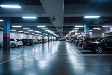 Foto op Plexiglas Modern underground parking, Indoor full modern parking. © visoot