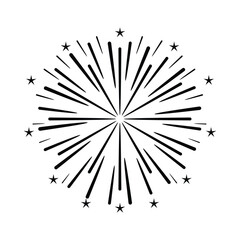 Obraz premium Pyrotechnics Firework icon logo vector realistic with festival symbols isolated vector illustration