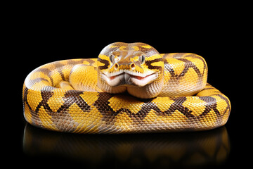 Image of burmese python isolated on black background., Reptile., Animal.