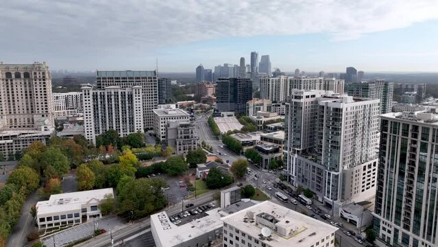 aerial buckhead georgia shopping district in atlanta georgia