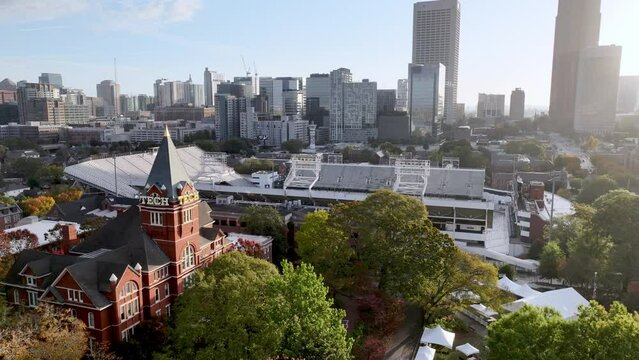 georgia tech university aerial push in in atlanta georgia,
