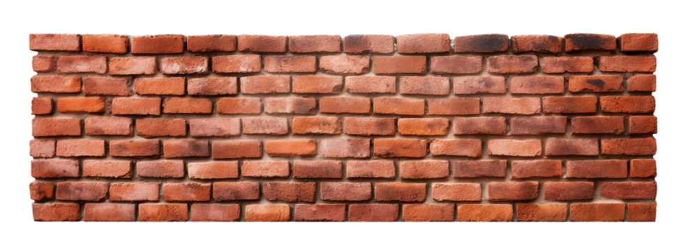 Red brick wall, cut out